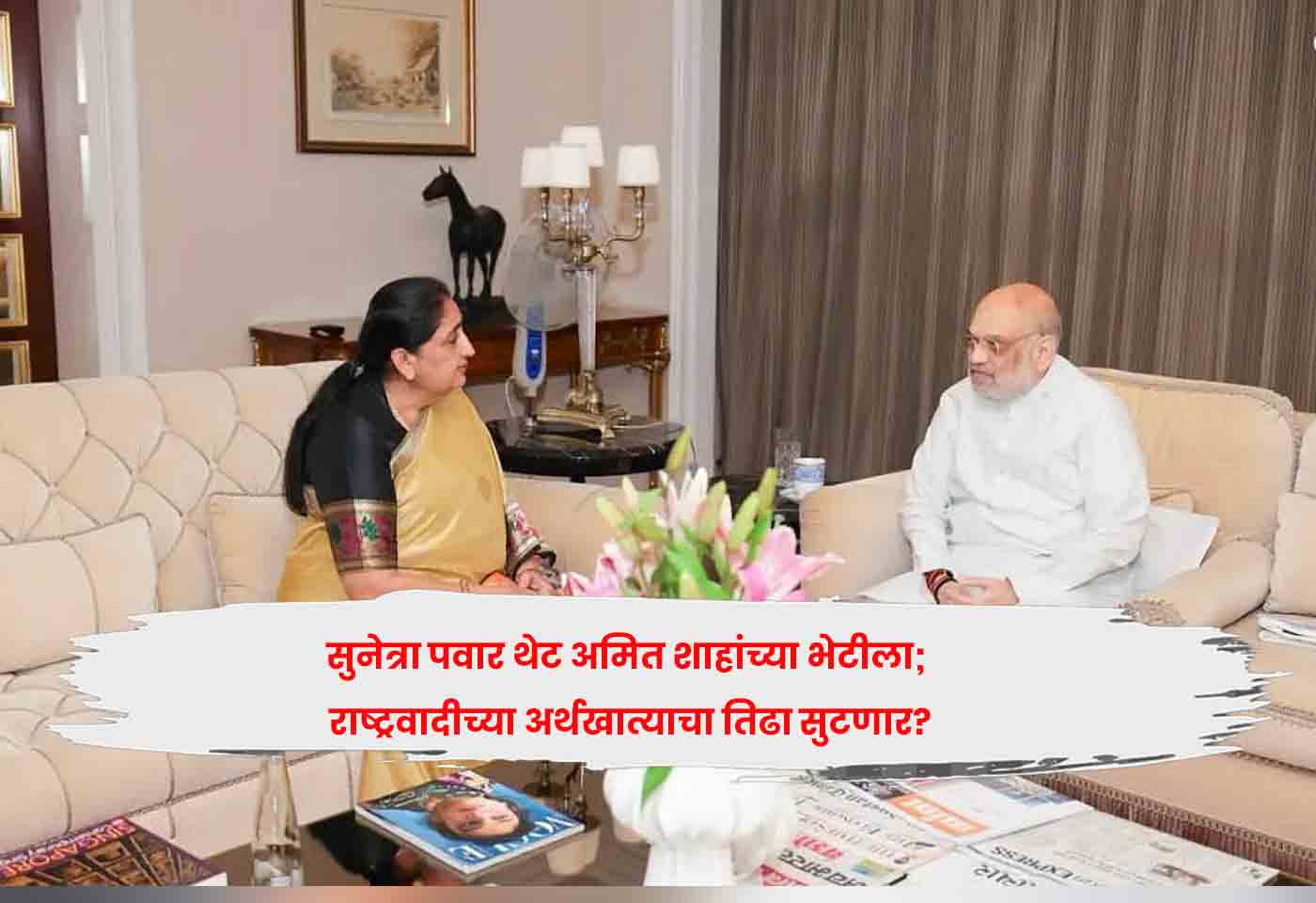 सुनेत्रा पवार थेट अमित शाहांच्या भेटीला; राष्ट्रवादीच्या अर्थखात्याचा तिढा सुटणार?